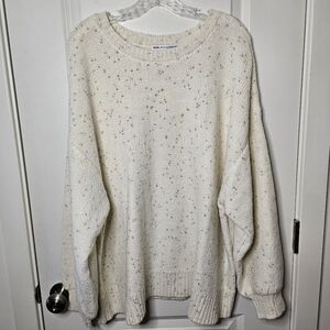 Girls With Curves Women's Pearl White Sweater Size 2X Lurex Metallic Holiday QVC